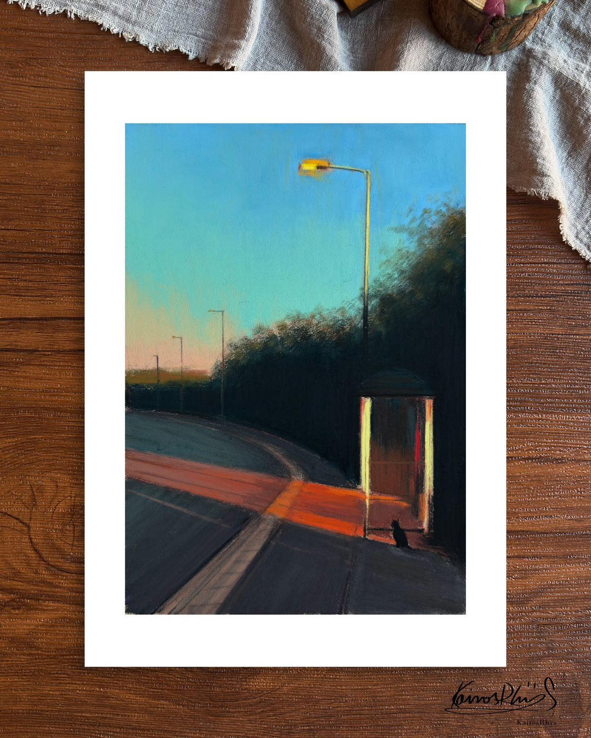 The Last Light by the Road— A4 Fine Art Print