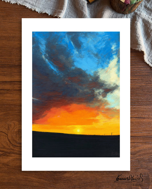 Blue Clouds Held the Last Light — A4 Fine Art Print