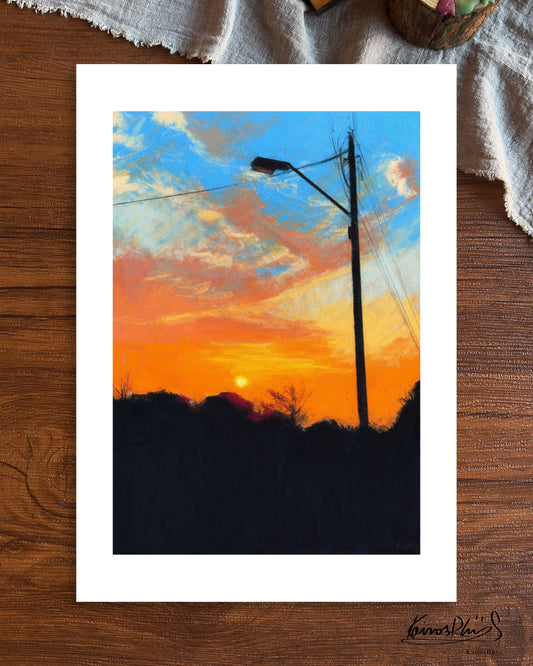 The Streetlight Waited for Night— A4 Fine Art Print