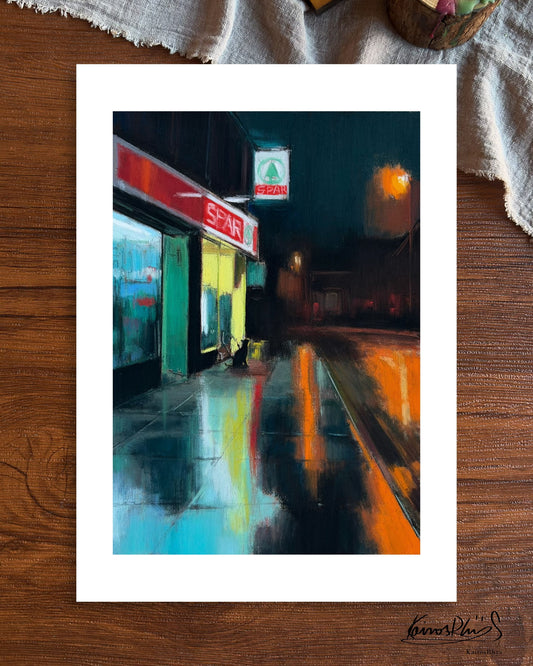 Colours on the Wet Pavement— A4 Fine Art Print