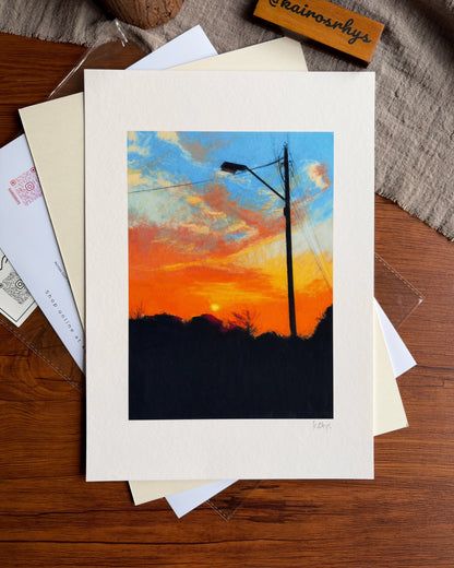 Streetlight at Dusk — A4 Fine Art Print